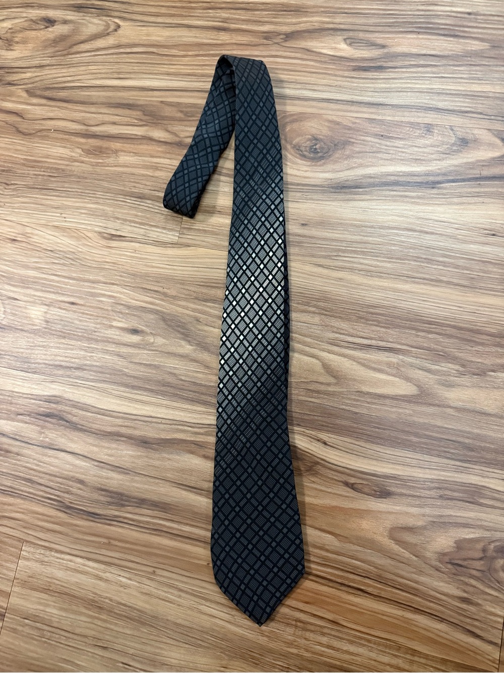 Black Brown Diamond-Grid gradient Men's Tie-Pancaldi 100% Silk